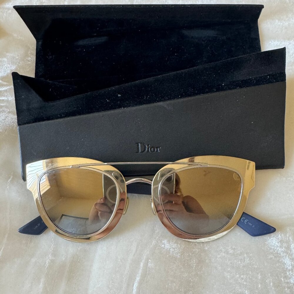 Christian Dior Aviator Cat Eye Mirrored Gold Sunglasses